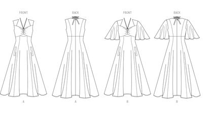 Vogue Patterns V2025 envelope showing fit and flare cut-out dress designs