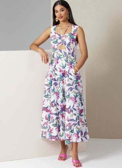 Vogue Patterns V2025 envelope showing fit and flare cut-out dress designs