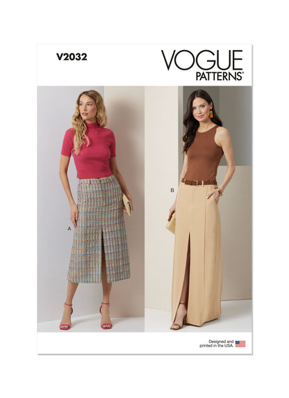 Vogue Patterns V2032 lined skirt sewing pattern envelope