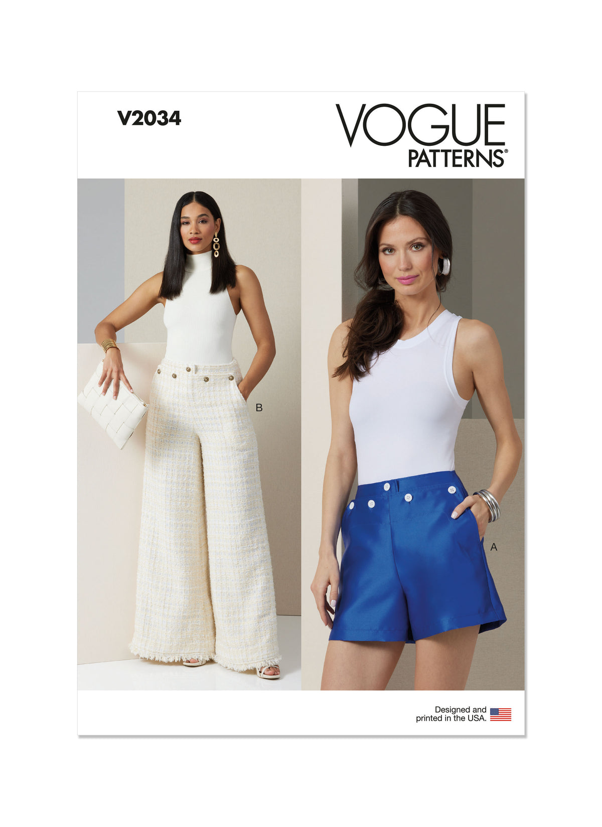 Vogue Patterns V2034 sailor shorts and trousers sewing pattern envelope