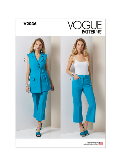 Vogue Patterns V2036 unlined waistcoat sewing pattern envelope