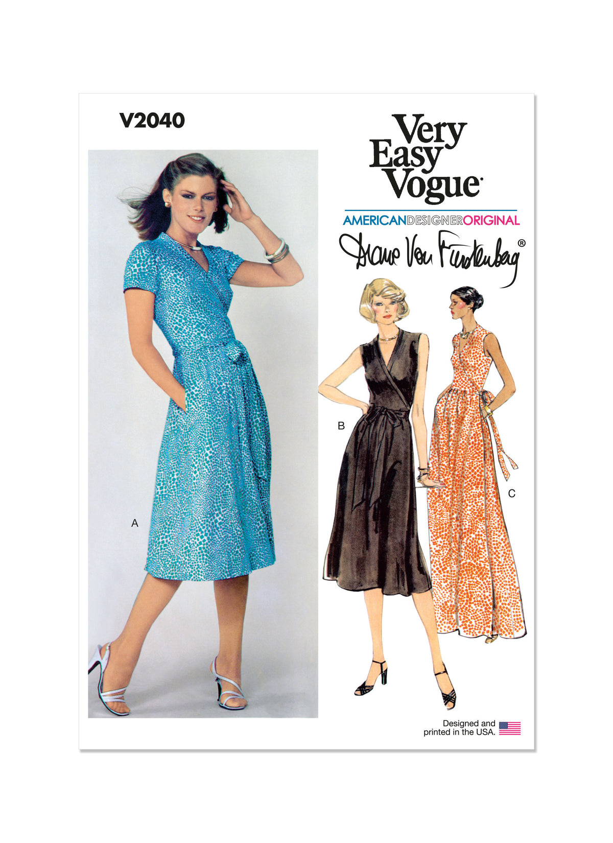 Vogue Patterns V2040 Diane von Furstenberg 1970s Wrap Dress sewing pattern envelope