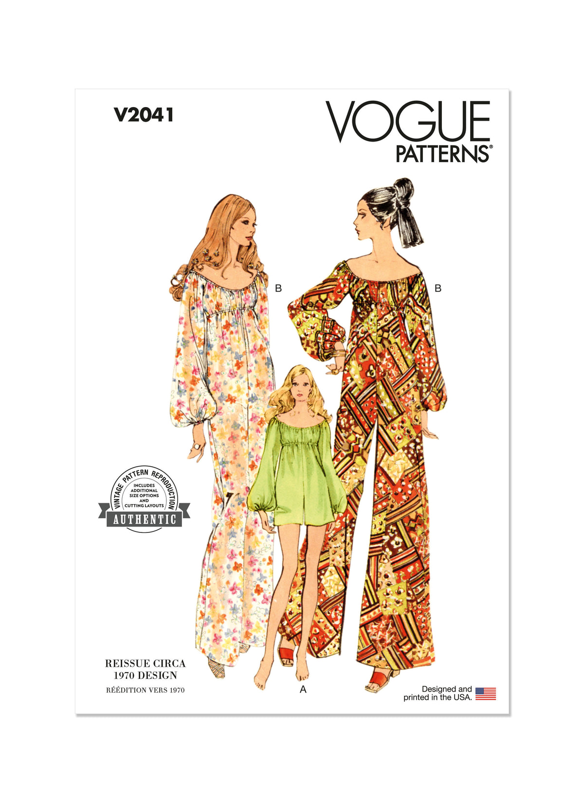 Vogue Patterns V2041 vintage 1970 jumpsuit sewing pattern envelope