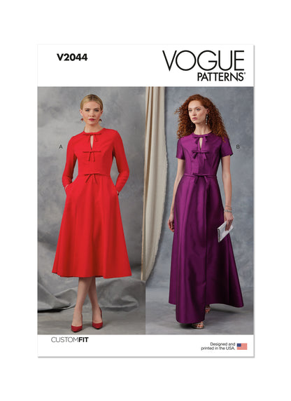 Vogue Patterns V2044 lined fit and flare dress sewing pattern envelope