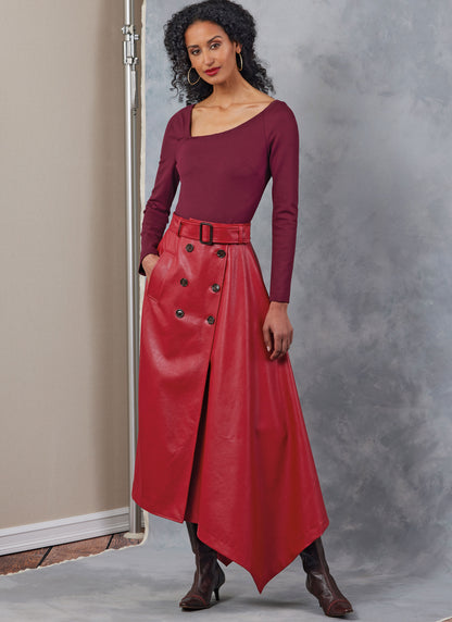Vogue Patterns V2050 pattern envelope showing a trench-inspired wrap midi skirt
