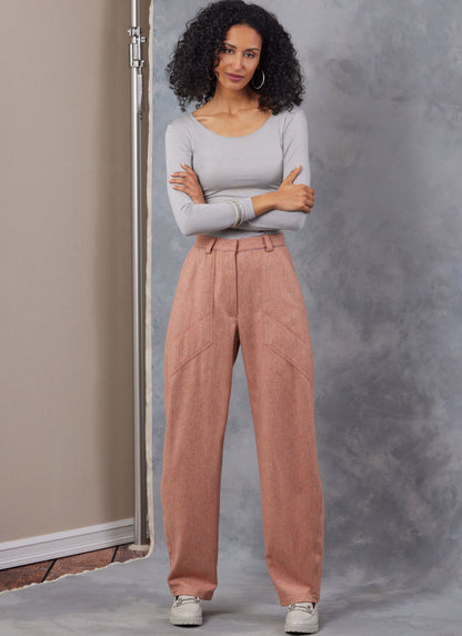 Vogue Patterns V2051 pattern envelope showing high-rise barrel-leg trousers