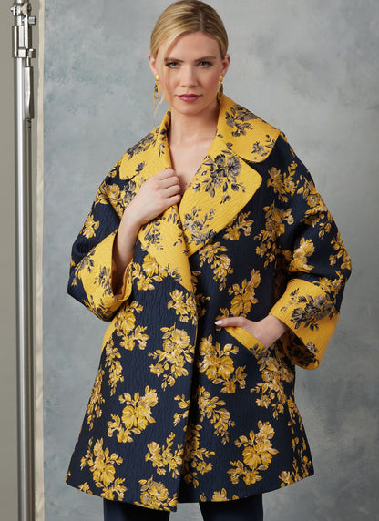 Vogue Patterns V2052 pattern envelope showing a very loose-fitting lined jacket
