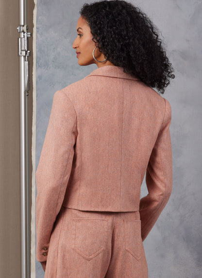 Vogue Patterns V2053 pattern envelope showing a cropped double-breasted jacket