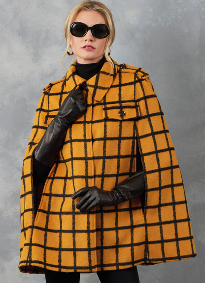 Vogue Patterns V2054 pattern envelope showing an unlined cape