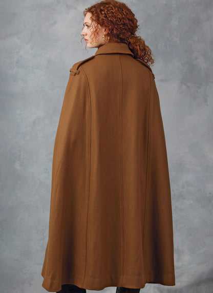 Vogue Patterns V2054 pattern envelope showing an unlined cape