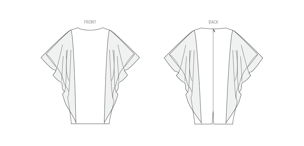 Vogue Patterns V2065 pattern envelope showing a very loose-fitting lined batwing sleeve dress