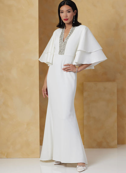 Vogue Patterns V2066 pattern envelope showing a close-fitting lined mermaid hem dress