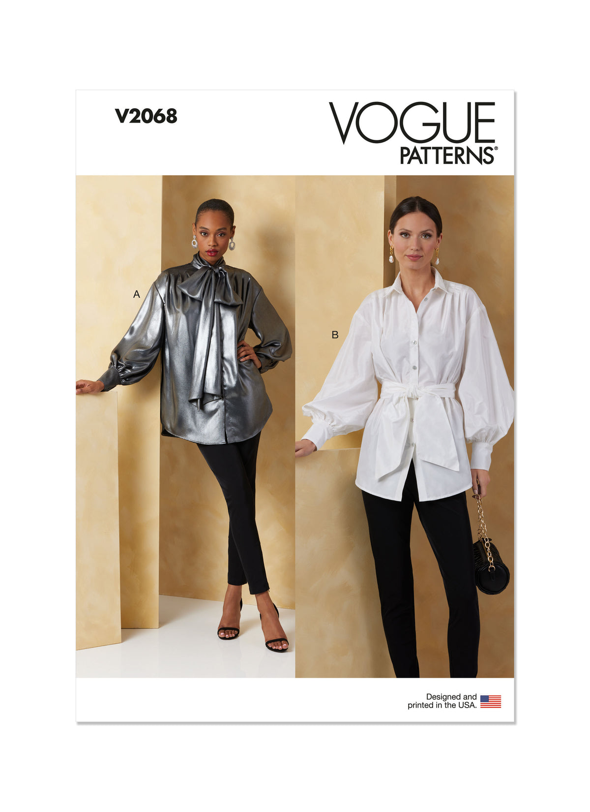 Vogue Patterns V2068 pattern envelope showing a very loose-fitting poet-style top