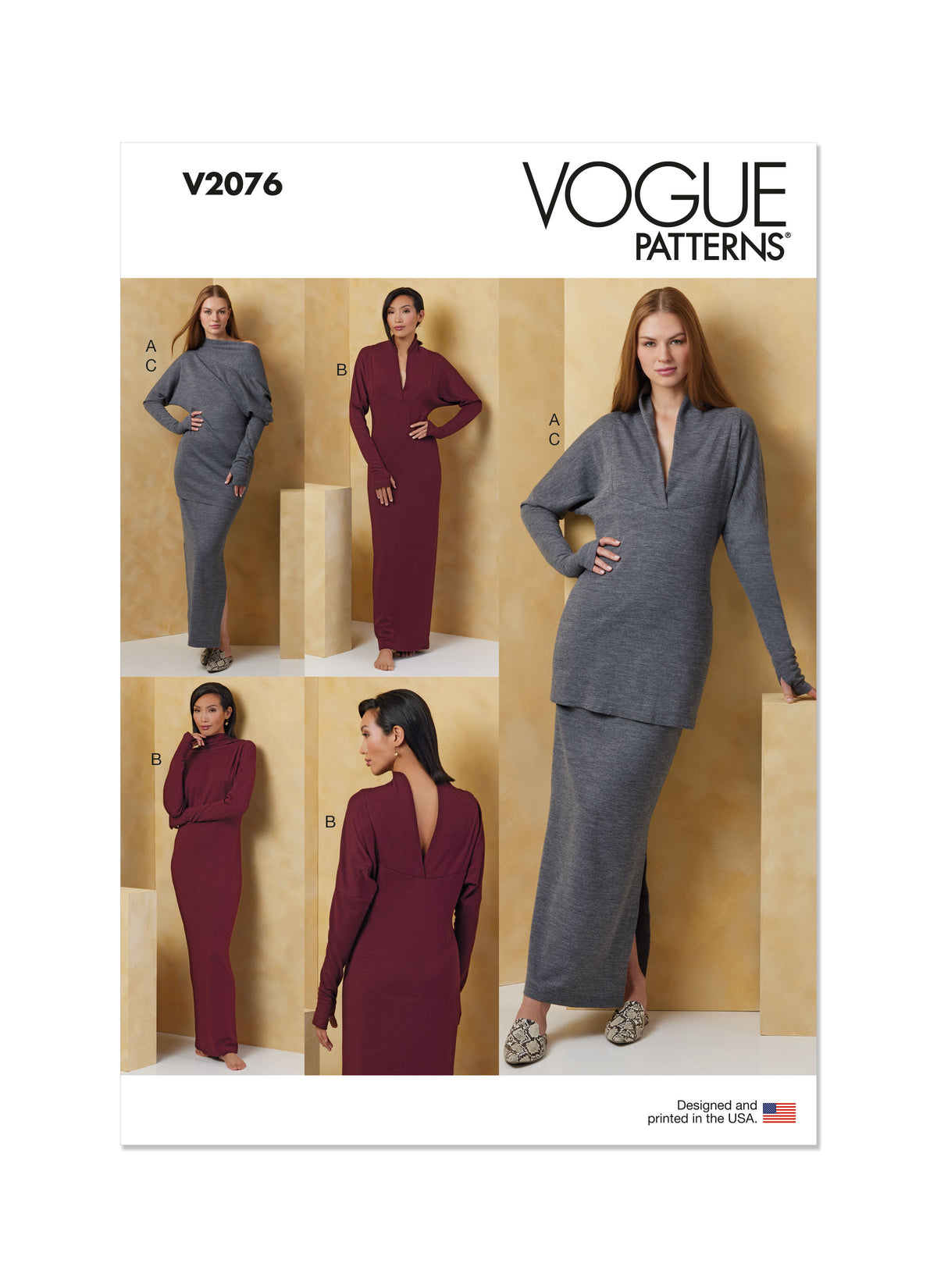 Vogue Patterns V2076 pattern envelope showing the loungewear designs