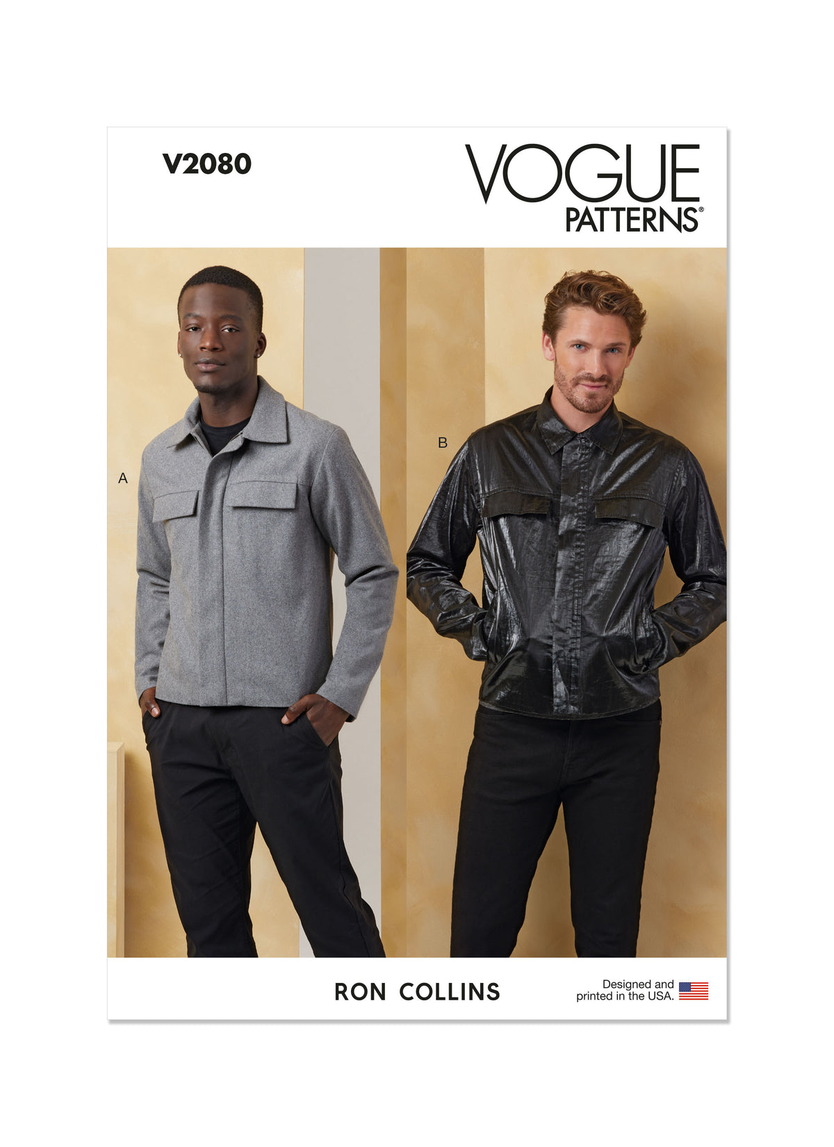 Vogue Patterns V2080 pattern envelope showing the men's jacket designs