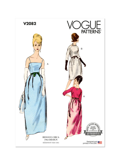 Vogue Patterns V2082 pattern envelope showing the evening dress designs