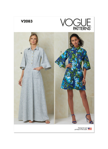 Vogue Patterns V2083 pattern envelope showing the dress designs