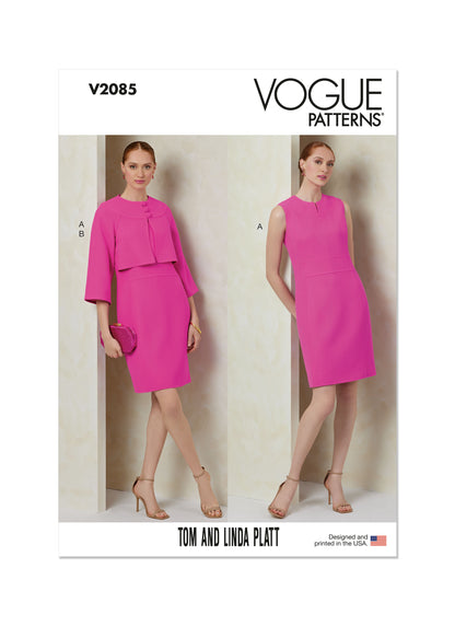 Vogue Patterns V2085 pattern envelope showing the dress designs
