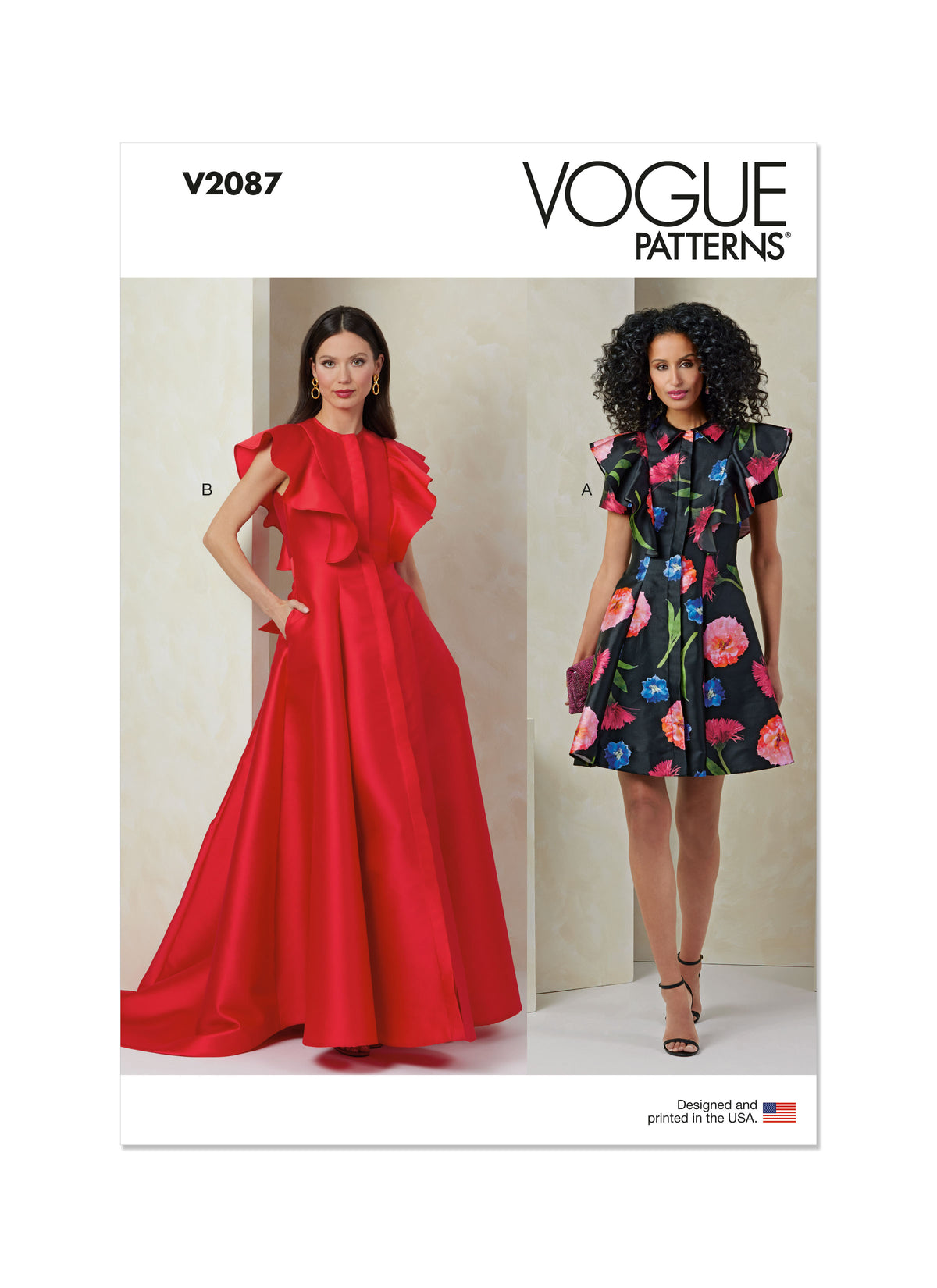 Vogue Patterns V2087 pattern envelope showing the occasion dress designs