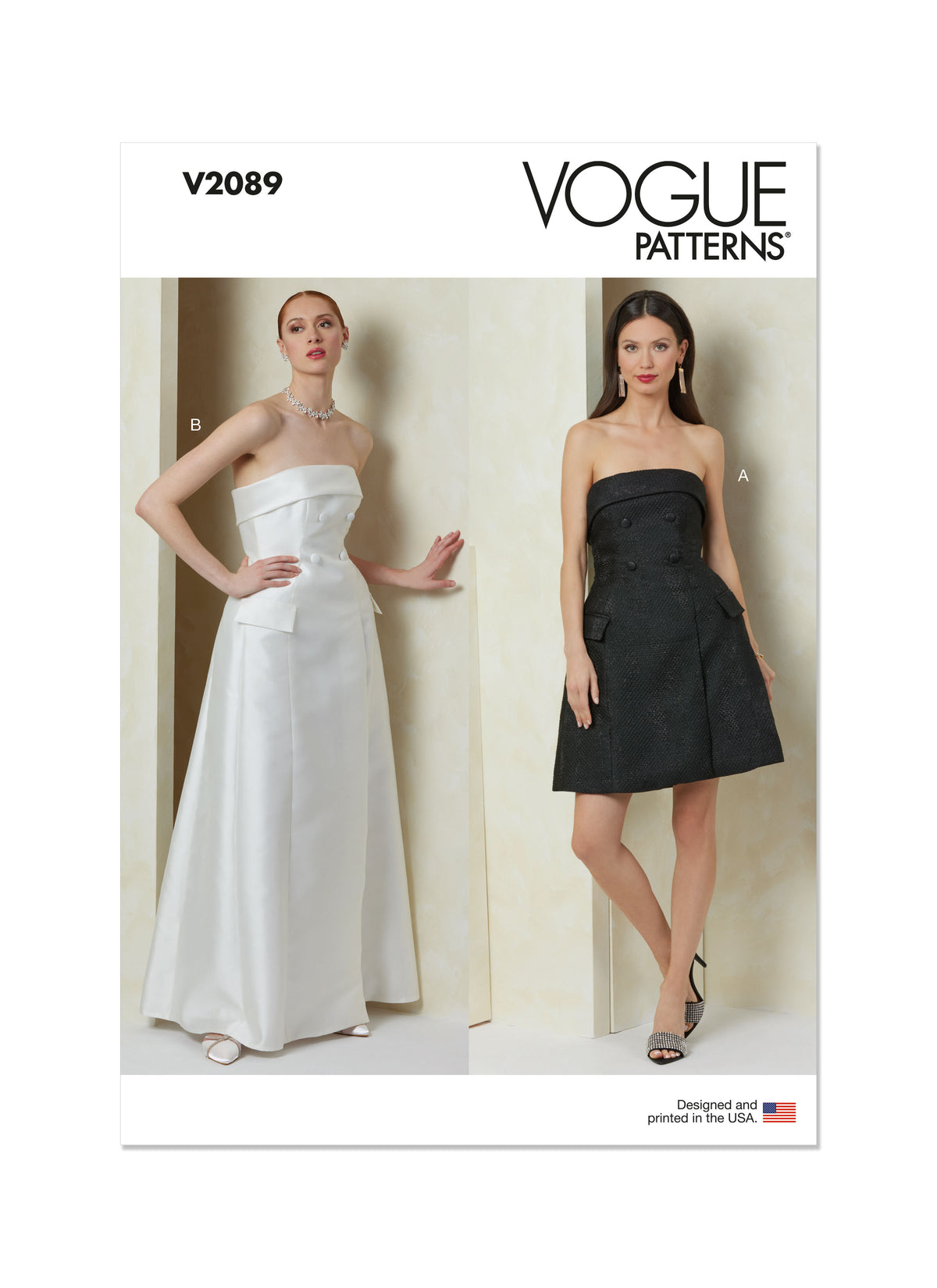 Vogue Patterns V2089 pattern envelope showing the occasion dress designs