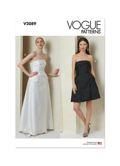 Vogue Patterns V2089 pattern envelope showing the occasion dress designs