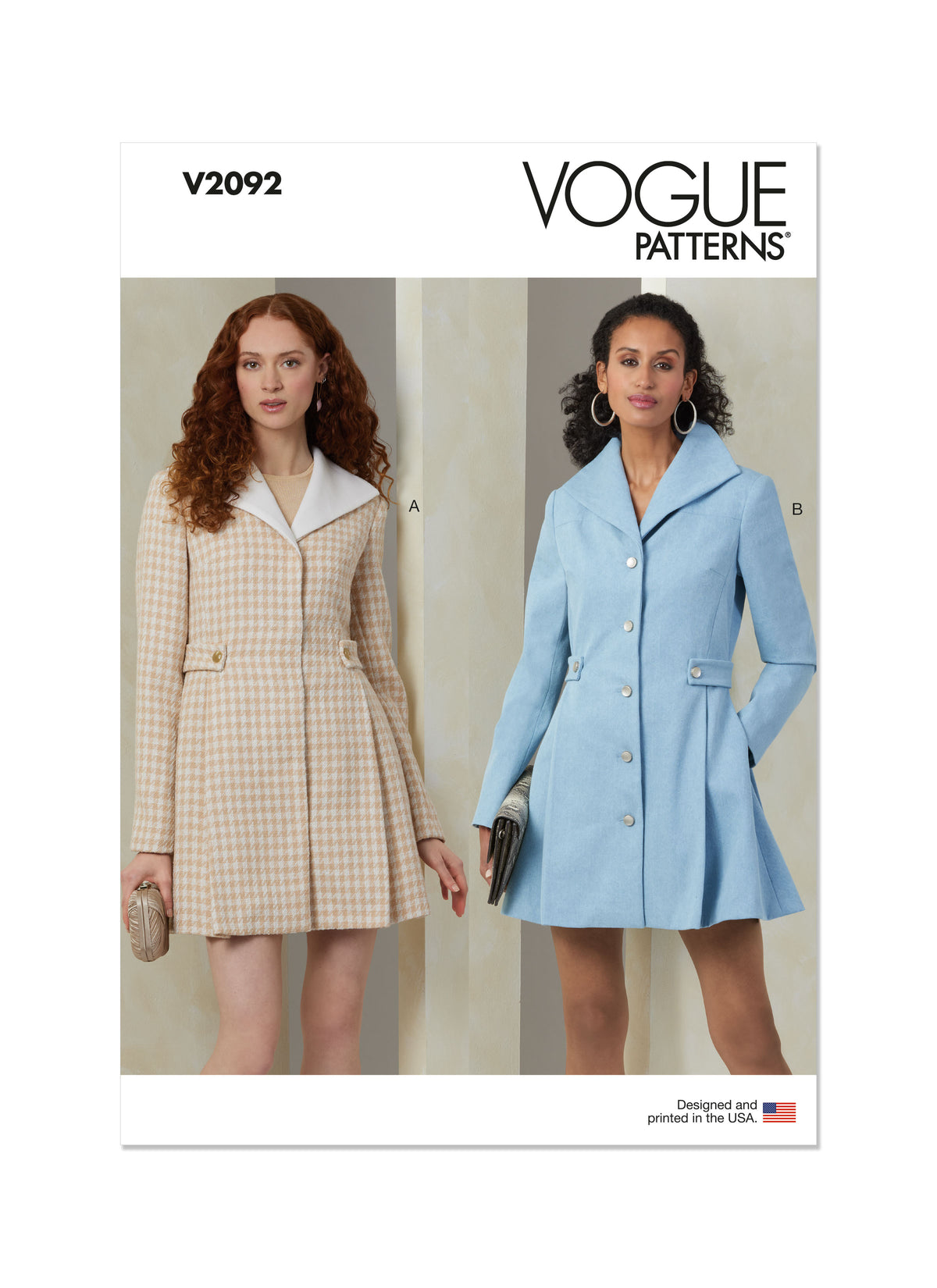 Vogue Patterns V2092 pattern envelope showing the coat designs