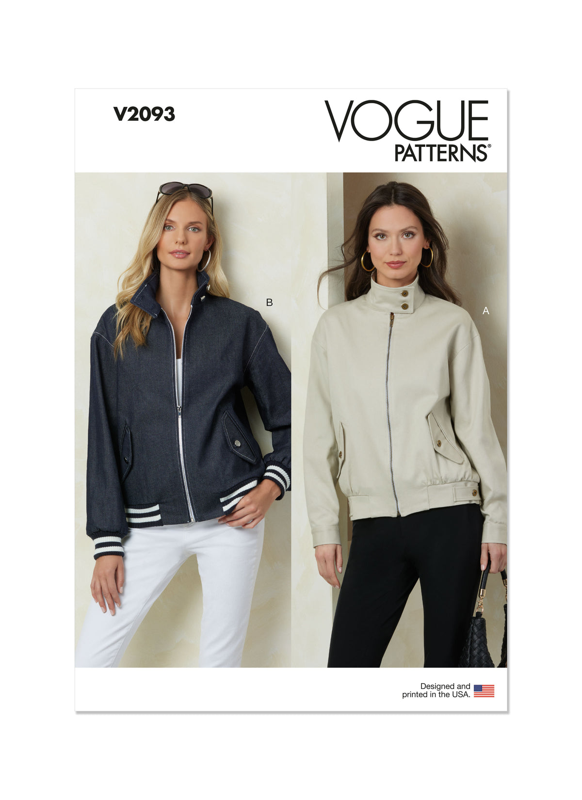 Vogue Patterns V2093 pattern envelope showing the jacket designs