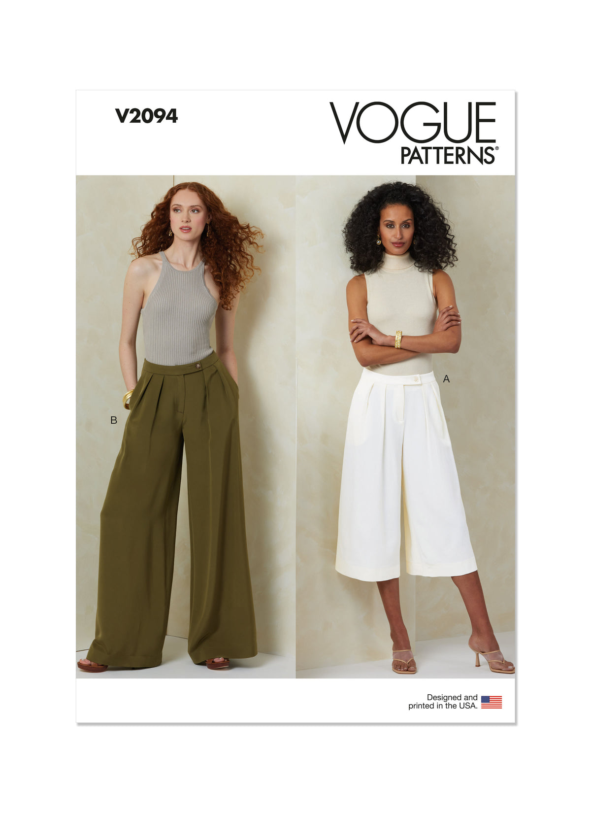 Vogue Patterns V2094 pattern envelope showing the trousers designs