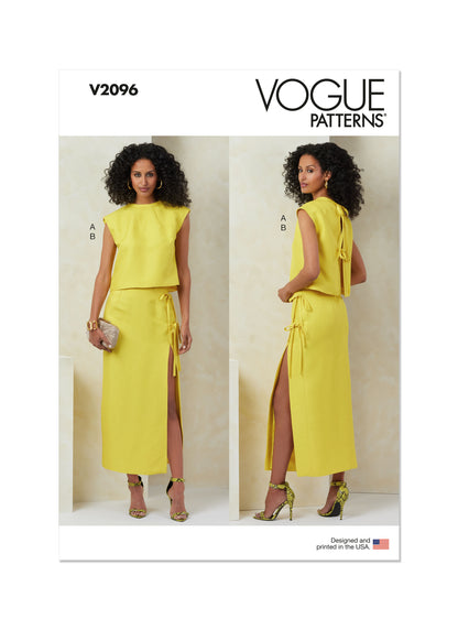 Vogue Patterns V2096 envelope showing the lined top designs