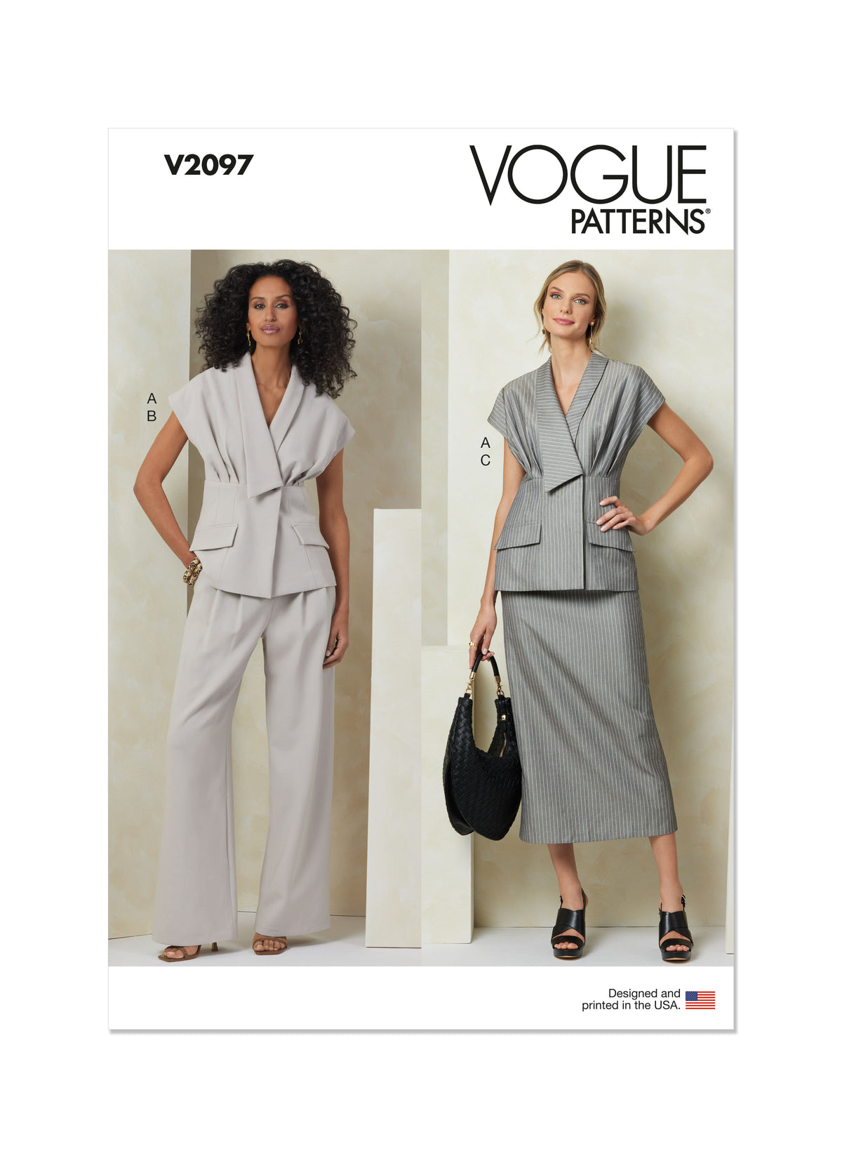 Vogue Patterns V2097 envelope showing the v-neck top designs