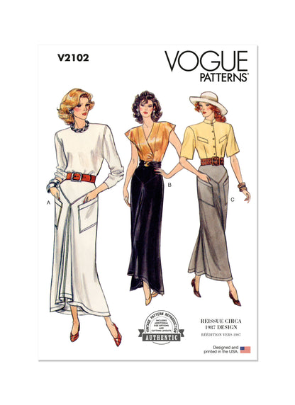 Vogue Patterns V2102 envelope showing the vintage 1987 skirts designs