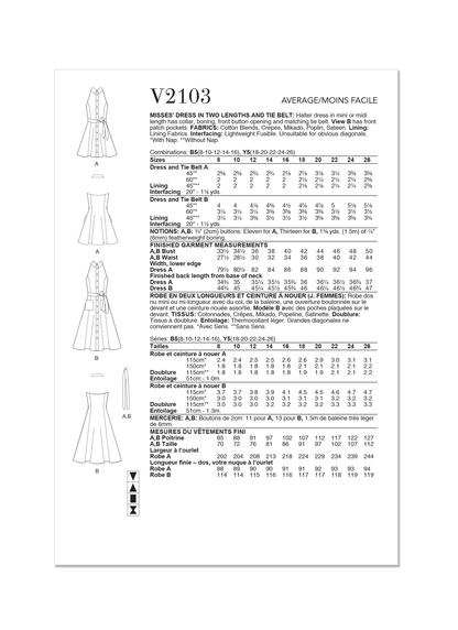 Vogue Patterns V2103 envelope showing the halter dress designs