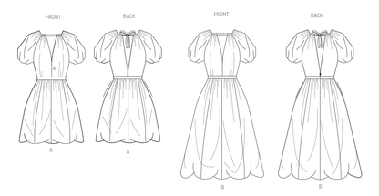 Vogue Patterns V2106 envelope showing the bubble hem dress designs