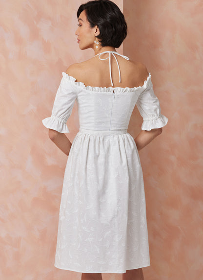 Vogue Patterns V2107 envelope showing the off-the-shoulder ruffle dress designs