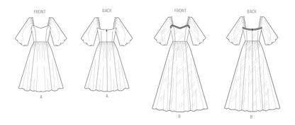Vogue Patterns V2109 envelope showing the puff sleeve gown designs