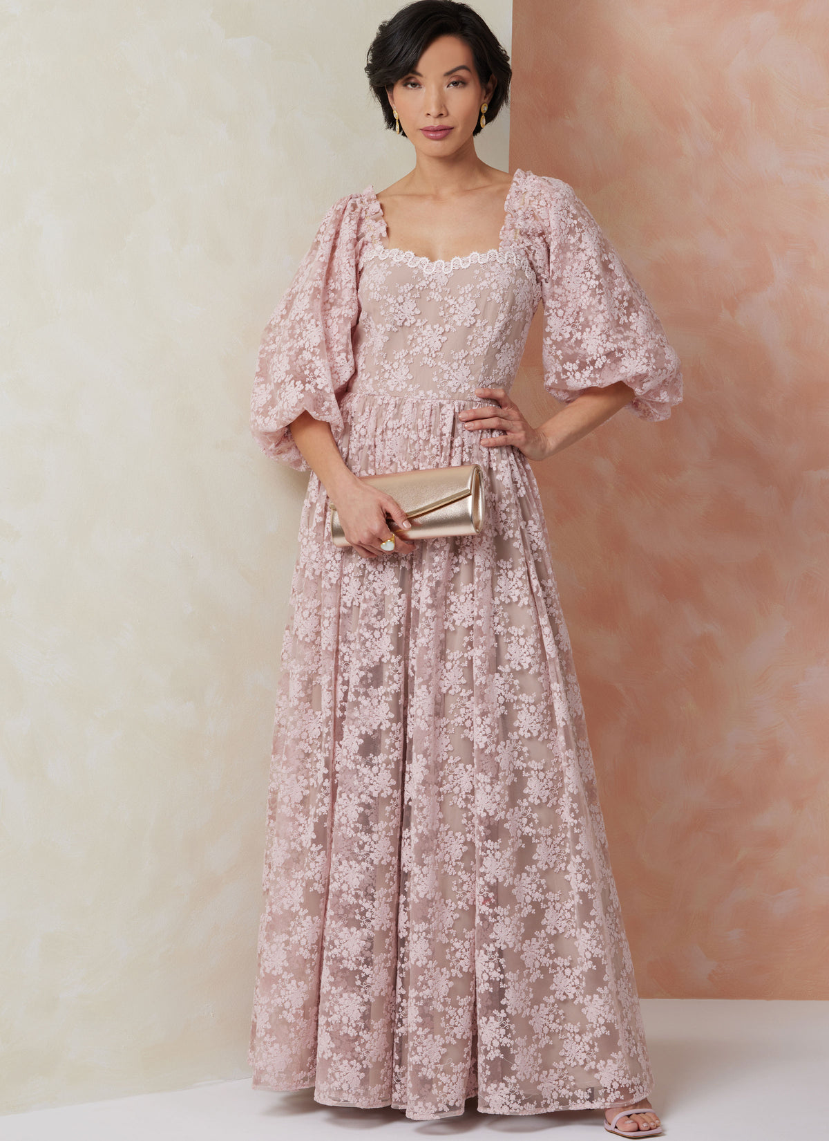 Vogue Patterns V2109 envelope showing the puff sleeve gown designs