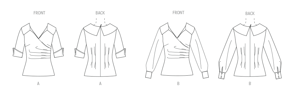 Vogue Patterns V2113 envelope showing the fitted v-neck top designs