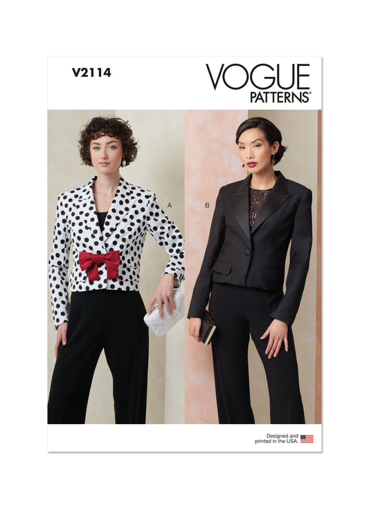 Vogue Patterns V2114 envelope showing the cropped jacket designs