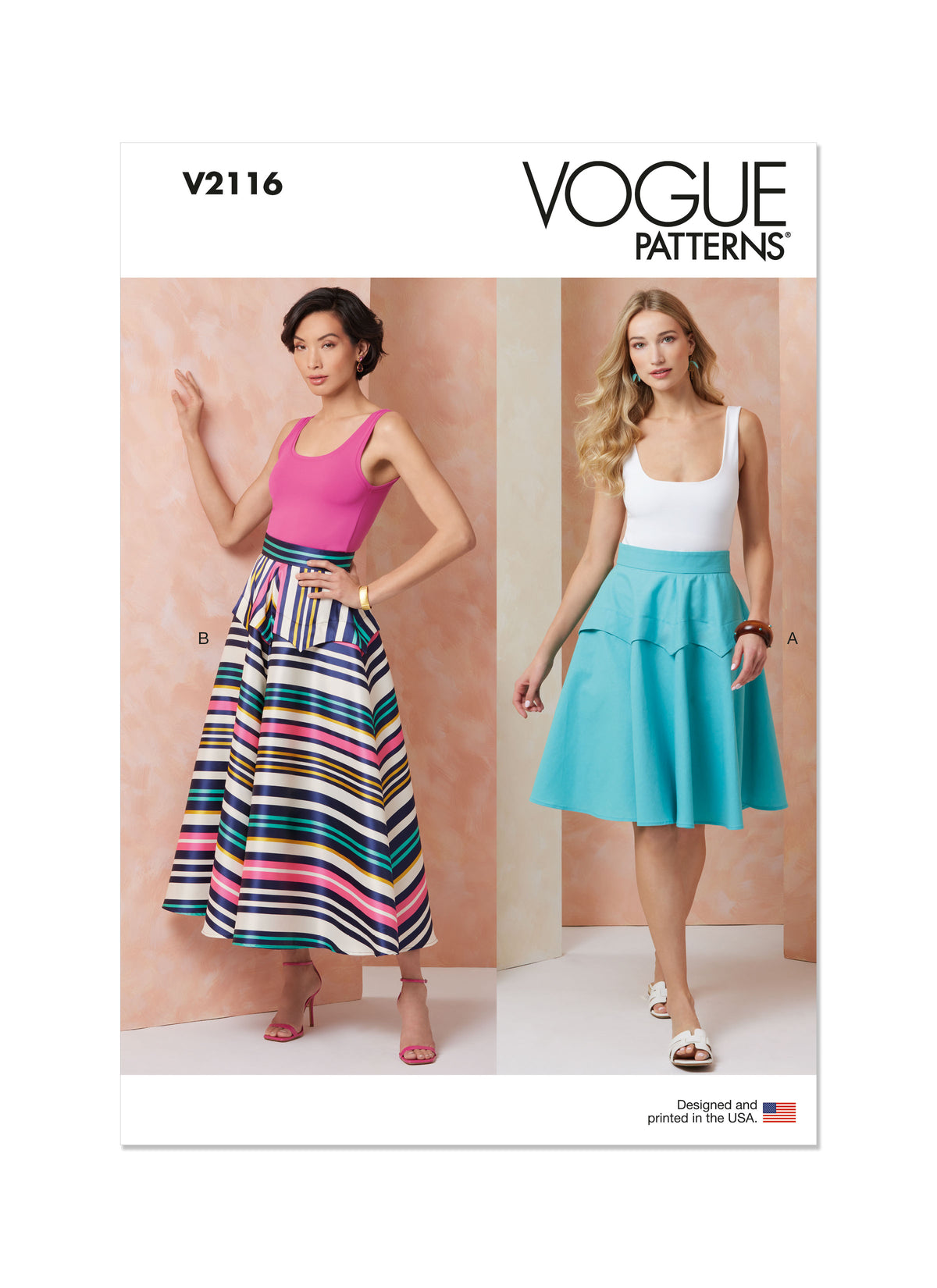Vogue Patterns V2116 envelope showing the peplum skirt designs