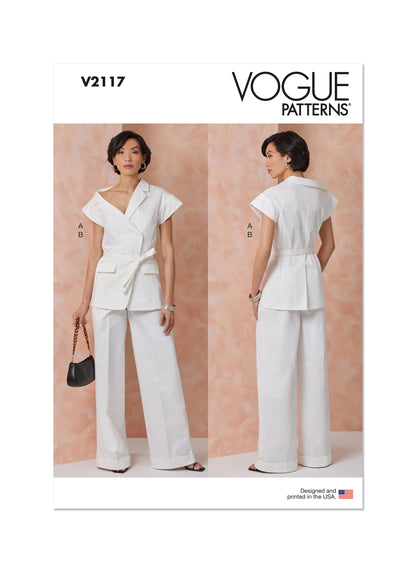 Vogue Patterns V2117 envelope showing the unlined jacket designs