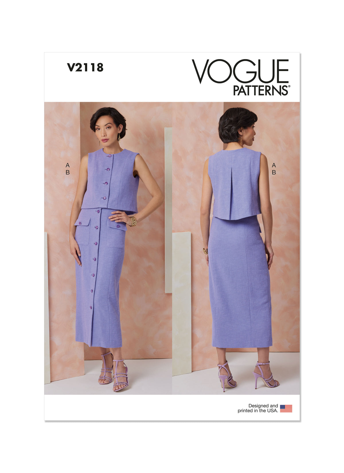 Vogue Patterns V2118 envelope showing the lined fitted top designs