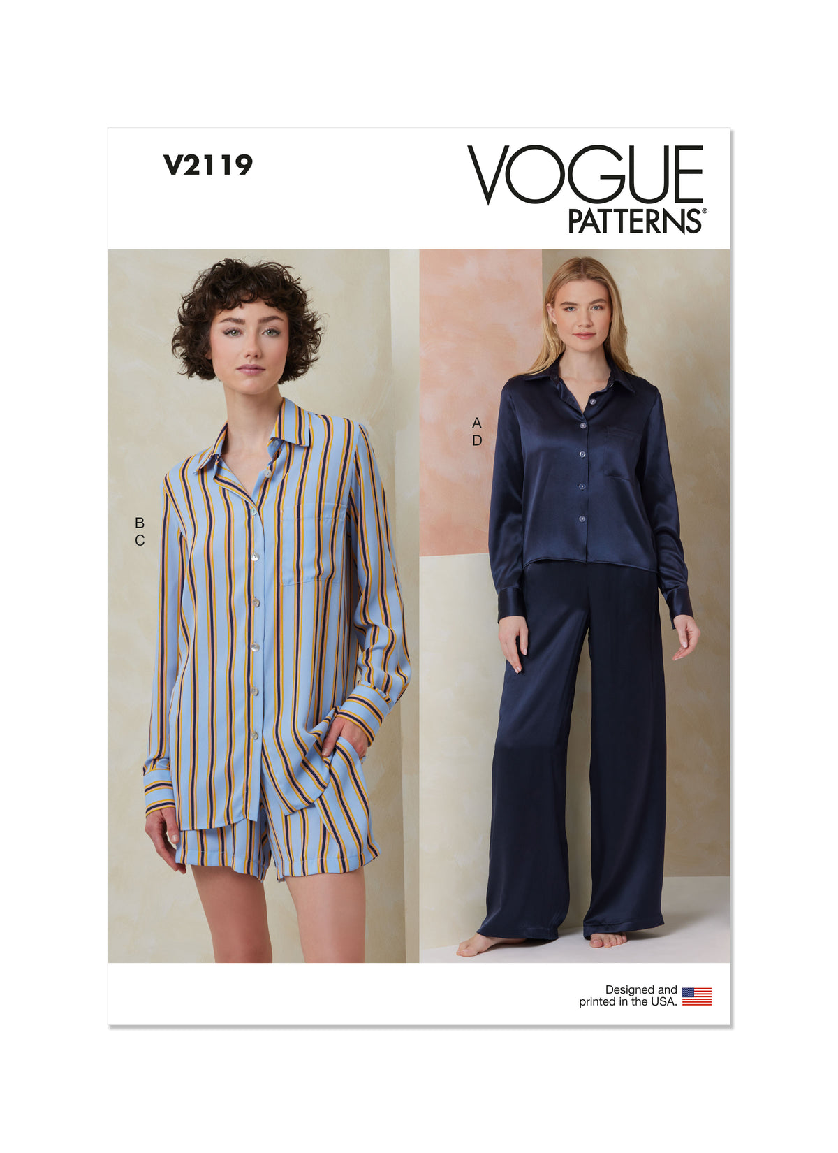 Vogue Patterns V2119 envelope showing the pyjama set designs