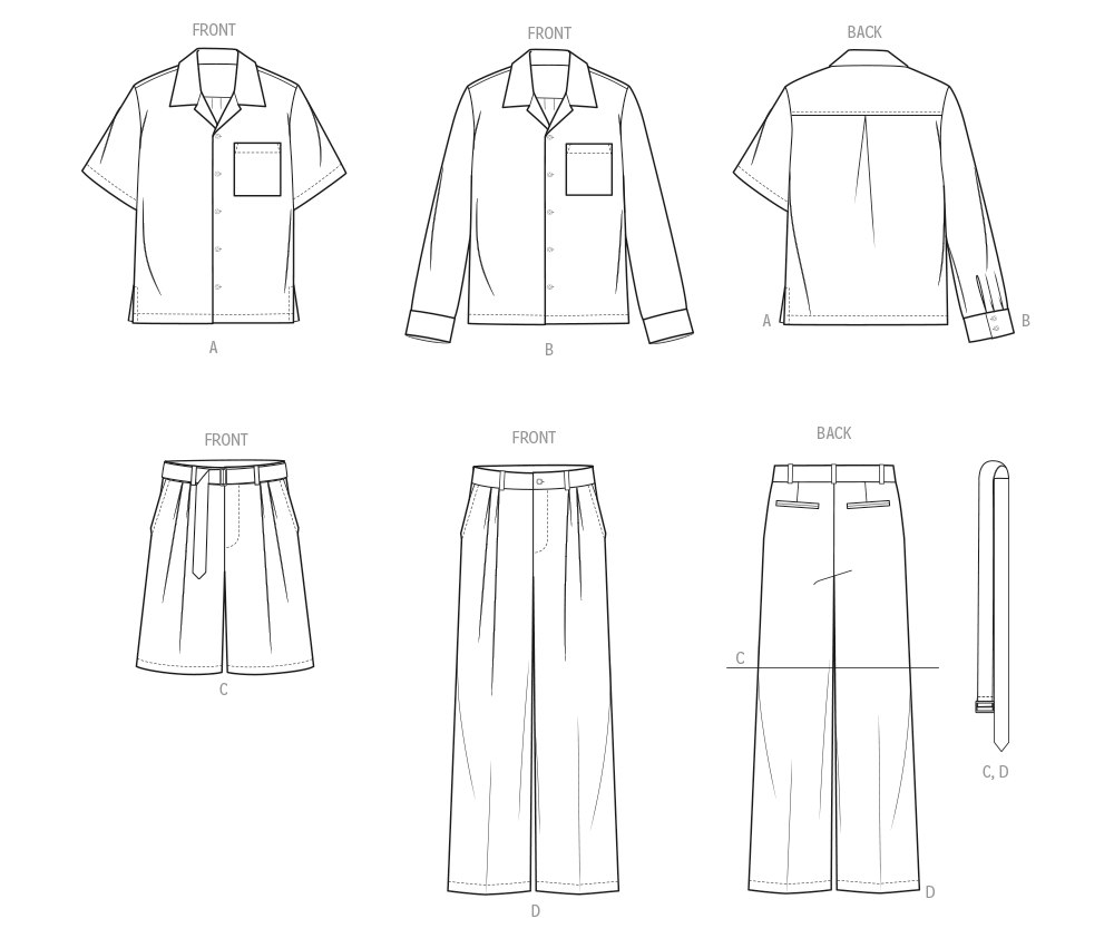 Vogue Patterns V2120 envelope showing the slouchy fit shirt designs