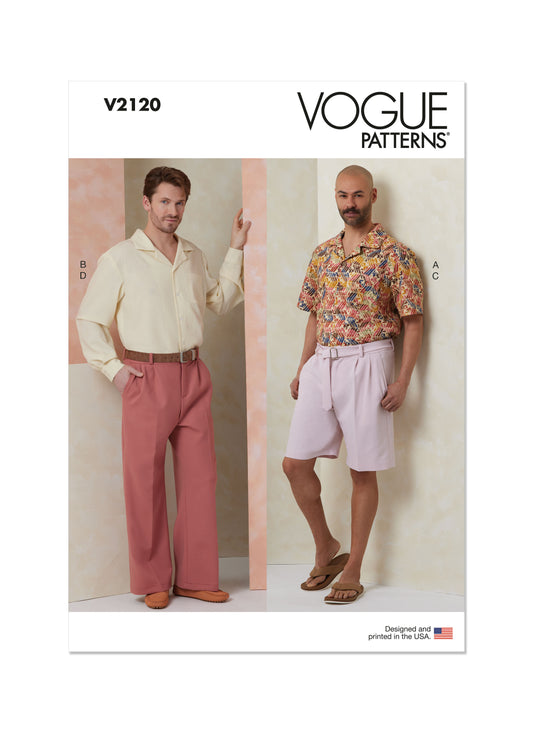 Vogue Patterns V2120 envelope showing the slouchy fit shirt designs