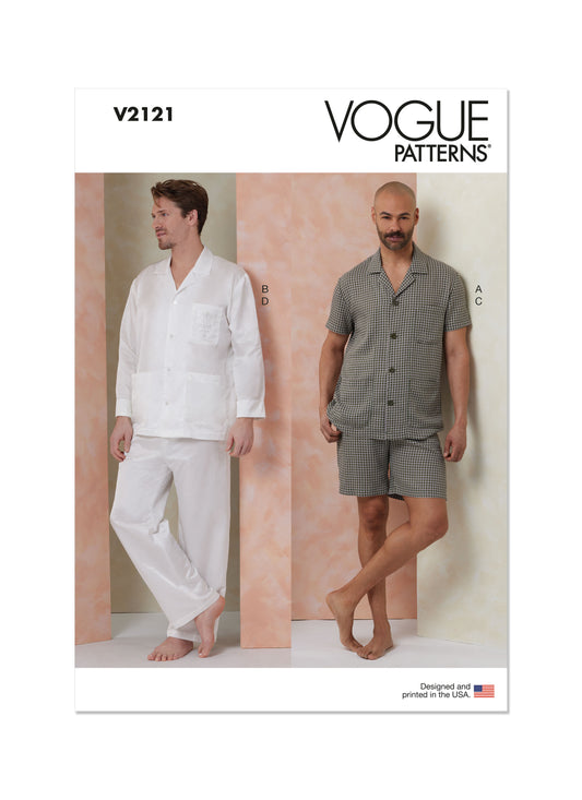 Vogue Patterns V2121 envelope showing the button front sleepwear shirt designs