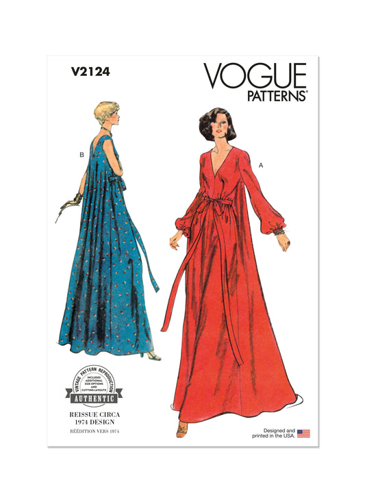Vogue Patterns V2124 envelope showing the vintage 1974 loungewear designs