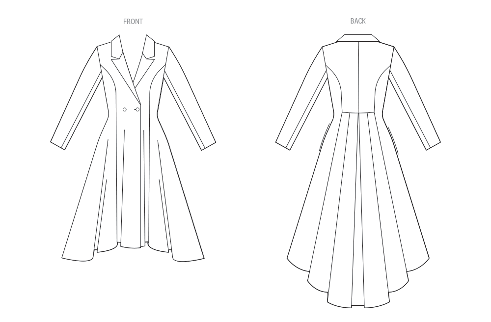 Vogue Patterns V2125 envelope showing the coat dress designs