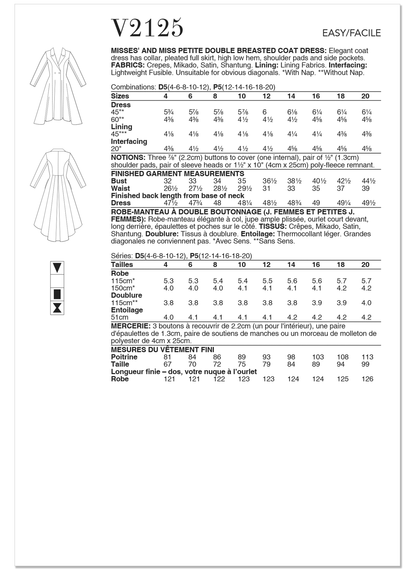 Vogue Patterns V2125 envelope showing the coat dress designs