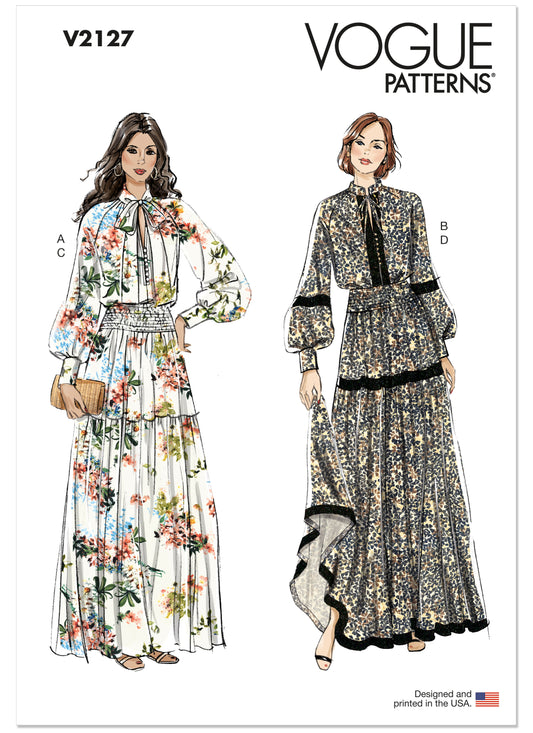 Vogue Patterns V2127 envelope showing the loose fit raglan top designs
