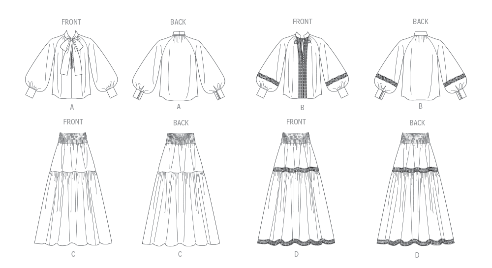 Vogue Patterns V2127 envelope showing the loose fit raglan top designs